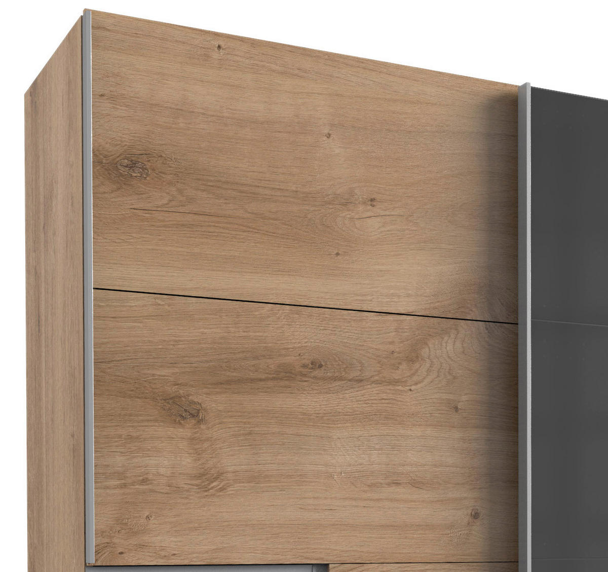 SCHWEBETÜRENSCHRANK 270/210/64 cm 3-türig  - Eichefarben/Graphitfarben, Basics, Glas/Holzwerkstoff (270/210/64cm) - MID.YOU
