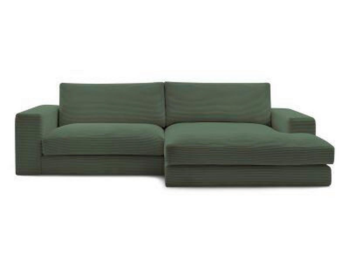 ECKSOFA  LEONARD Dunkelgrün Cord  - Dunkelgrün/Schwarz, MODERN, Kunststoff/Textil (274/159cm)
