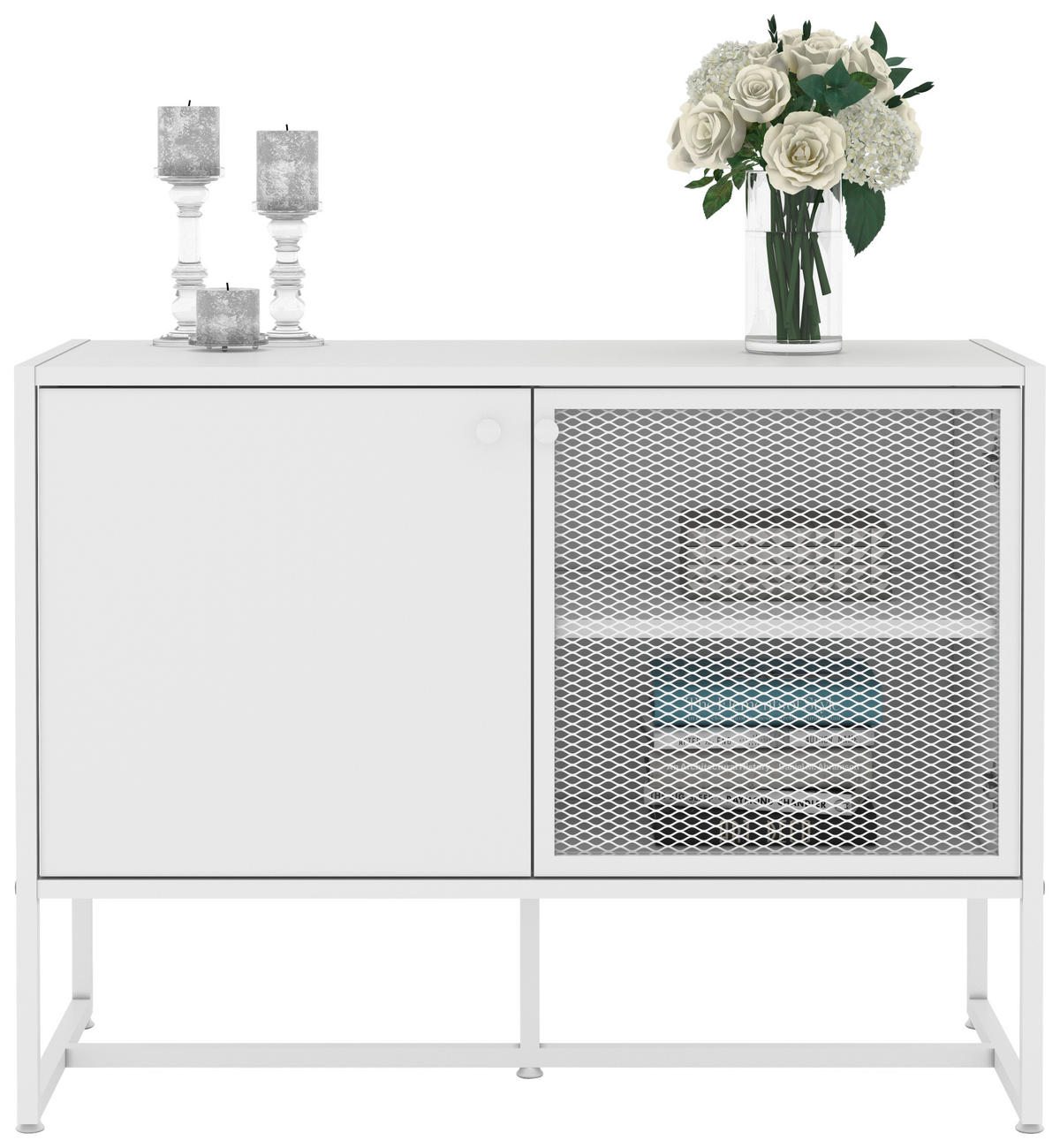 ŠIROKÁ KOMODA, bílá, 100/75/41 cm - bílá/černá, Moderní, kov/kompozitní dřevo (100/75/41cm) - P & B