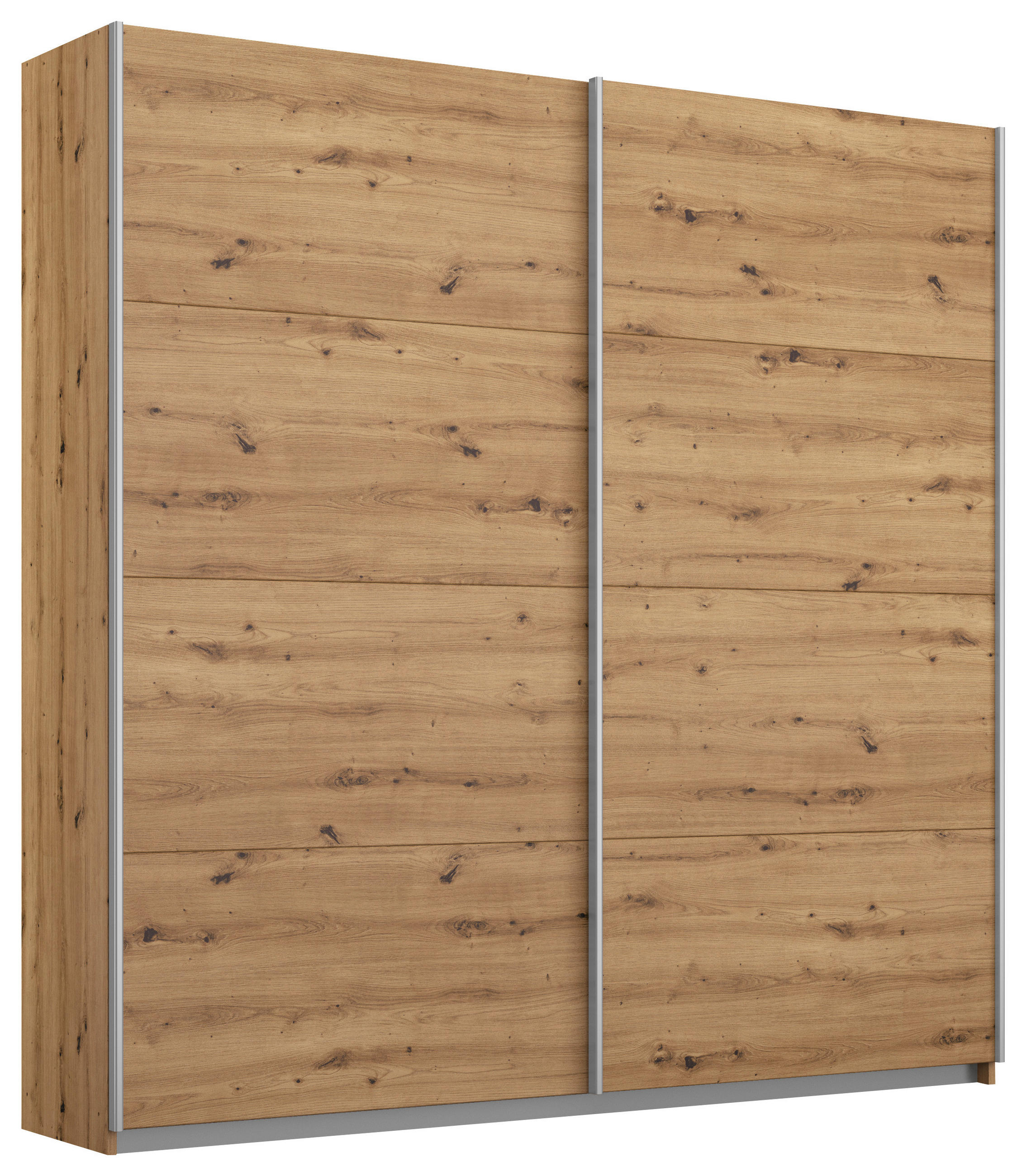 SCHWEBETÜRENSCHRANK 181/197/61 cm 2-türig Eiche Artisan - Alufarben/Eiche Artisan, MODERN, Holzwerkstoff/Metall (181/197/61cm) - Rauch Möbel