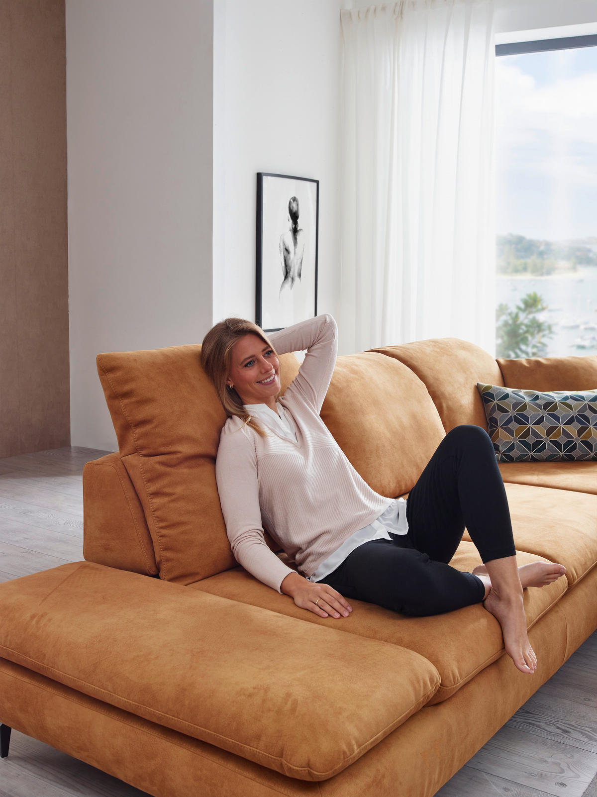 ECKSOFA in Flachgewebe Blau  - Blau/Schwarz, Design, Textil/Metall (200/315cm) - Chilliano