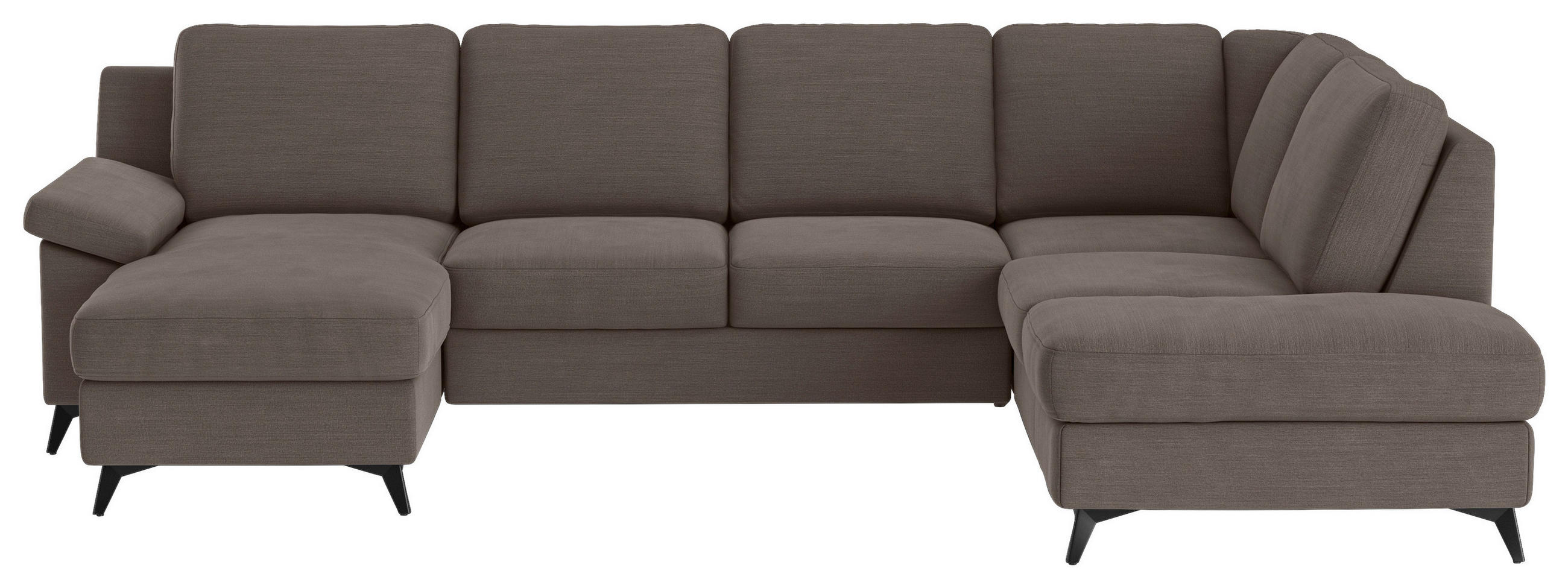 WOHNLANDSCHAFT in Flachgewebe Taupe  - Taupe/Schwarz, KONVENTIONELL, Textil/Metall (156/309/204cm) - Cotta