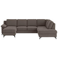 WOHNLANDSCHAFT in Flachgewebe Taupe  - Taupe/Schwarz, Konventionell, Textil/Metall (156/309/204cm) - Cotta