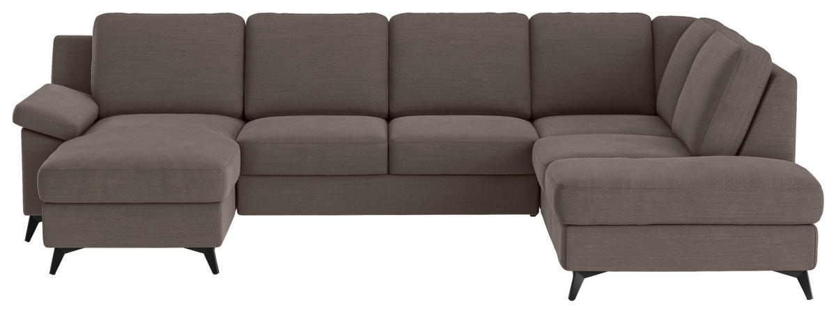 WOHNLANDSCHAFT in Flachgewebe Taupe  - Taupe/Schwarz, Konventionell, Textil/Metall (156/309/204cm) - Cotta