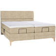 BOXSPRINGBETT 160/200 cm  in Beige  - Eichefarben/Beige, KONVENTIONELL, Holz/Textil (160/200cm) - Voleo