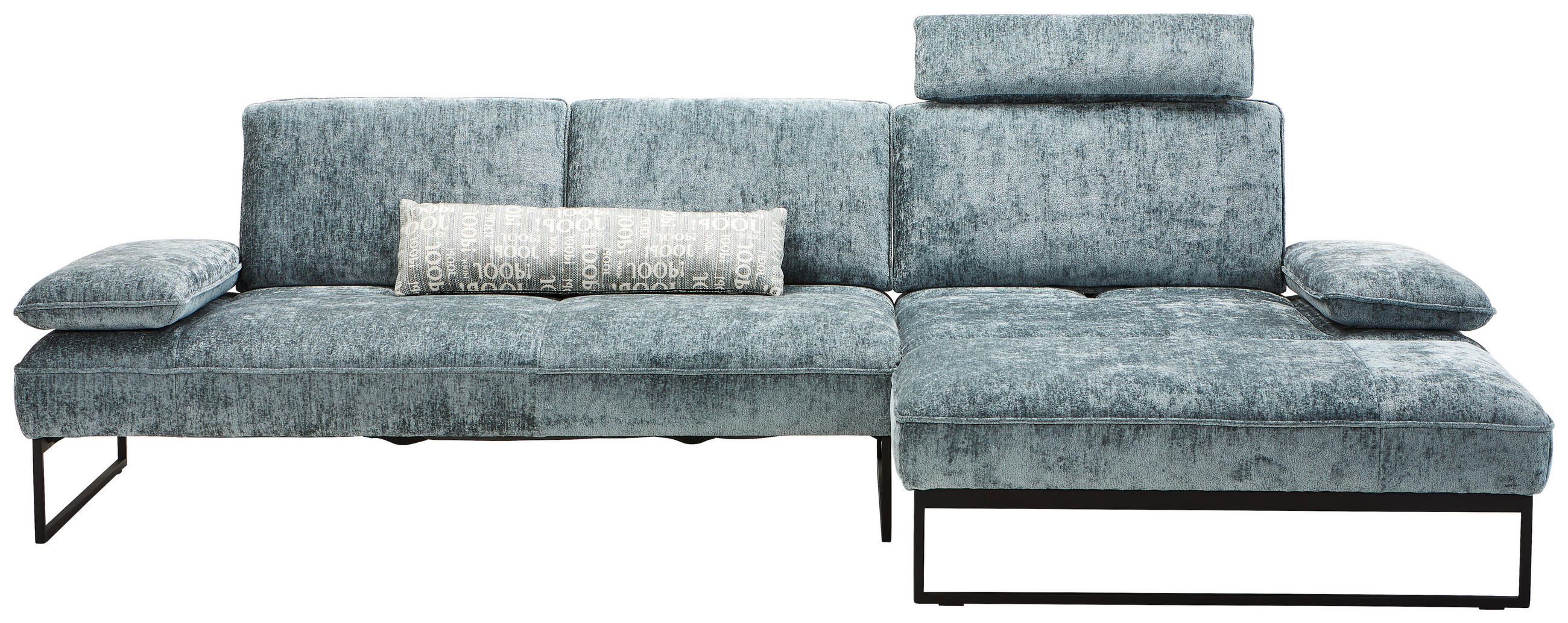 ECKSOFA in Chenille Graublau  - Graublau/Anthrazit, Design, Textil/Metall (310/160cm) - Joop!