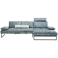 ECKSOFA in Chenille Graublau  - Graublau/Anthrazit, Design, Textil/Metall (310/160cm) - Joop!
