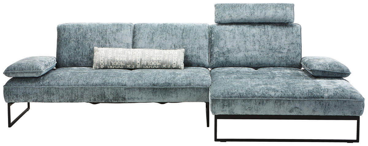 ECKSOFA in Chenille Graublau  - Graublau/Anthrazit, Design, Textil/Metall (310/160cm) - Joop!