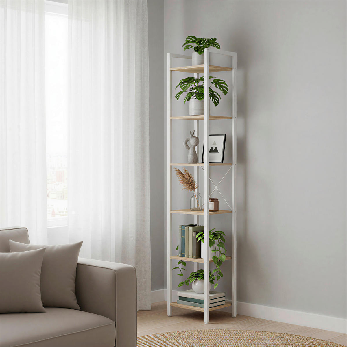 REGAL Weiß, Beige  - Beige/Weiß, Trend, Holzwerkstoff/Metall (40/186/30cm) - Boxxx