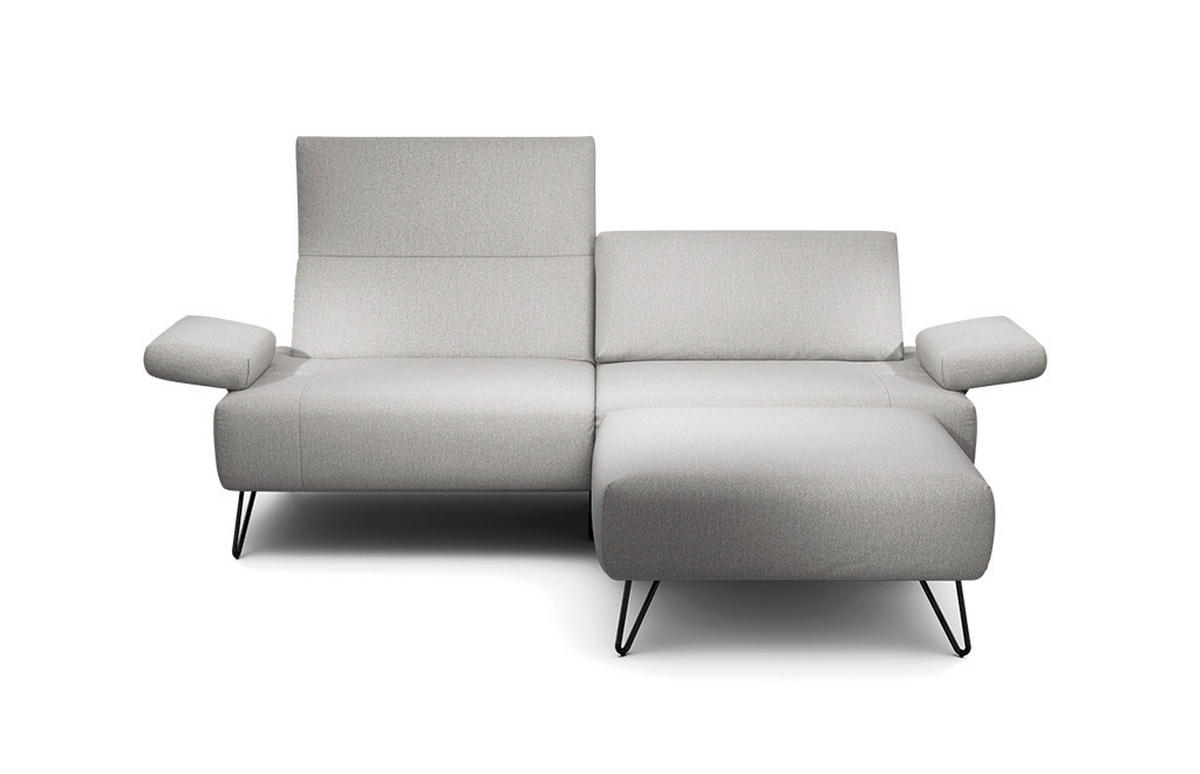 2,5-SITZER in Chenille Hellgrau  - Hellgrau/Schwarz, Design, Textil/Metall (204-234/85/86-94cm) - SENSOO