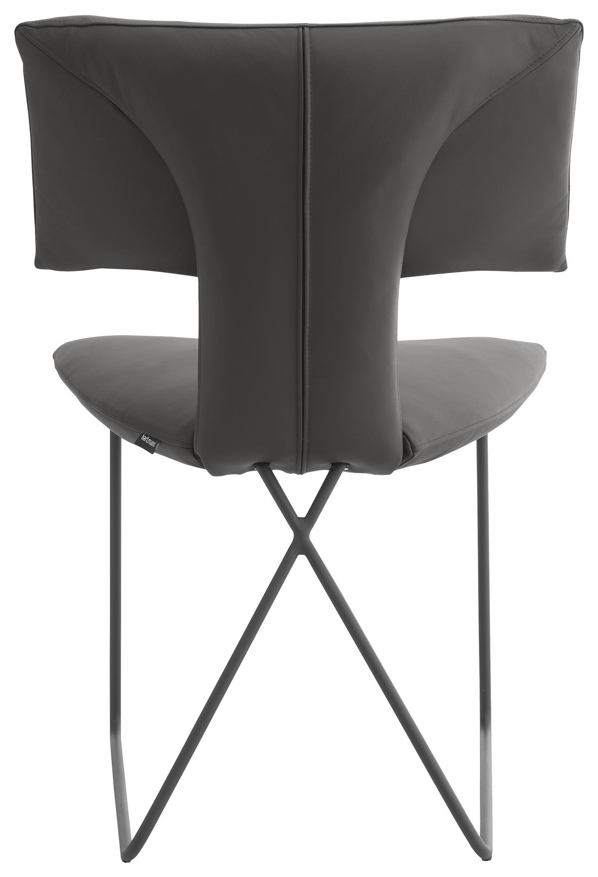 STUHL  in Eisen Echtleder pigmentiert Metall, Leder  - Anthrazit/Braun, Design, Leder/Metall (57/87/67cm) - Johann Jakob