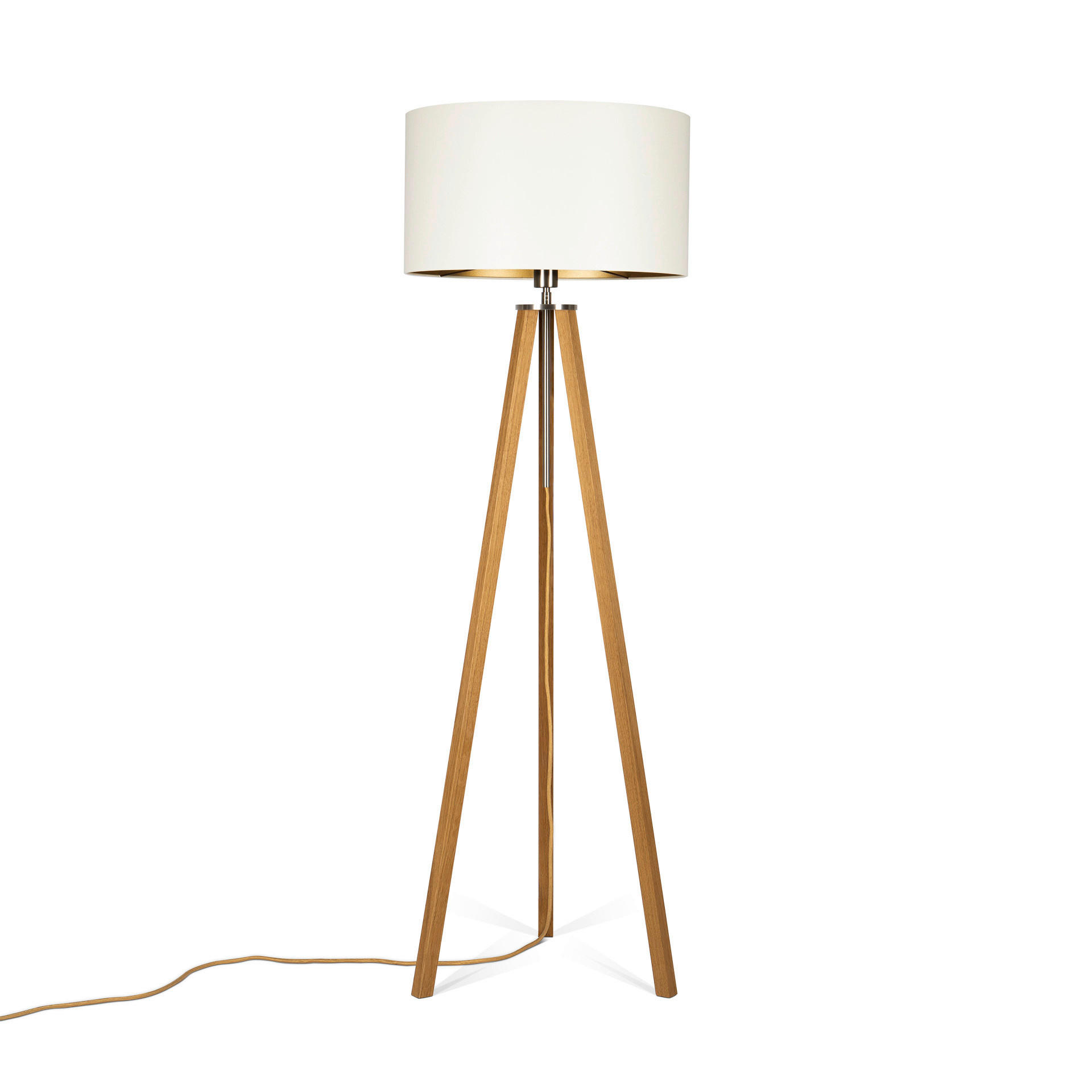 STEHLEUCHTE  50/150/50 cm   - Eichefarben/Goldfarben, MODERN, Naturmaterialien/Holz (50/150/50cm)