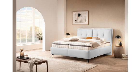 POLSTERBETT Matratze, Lattenrost, Topper Weiß 180/200 cm  - Schwarz/Weiß, KONVENTIONELL, Leder/Holz (180/200cm) - Novel