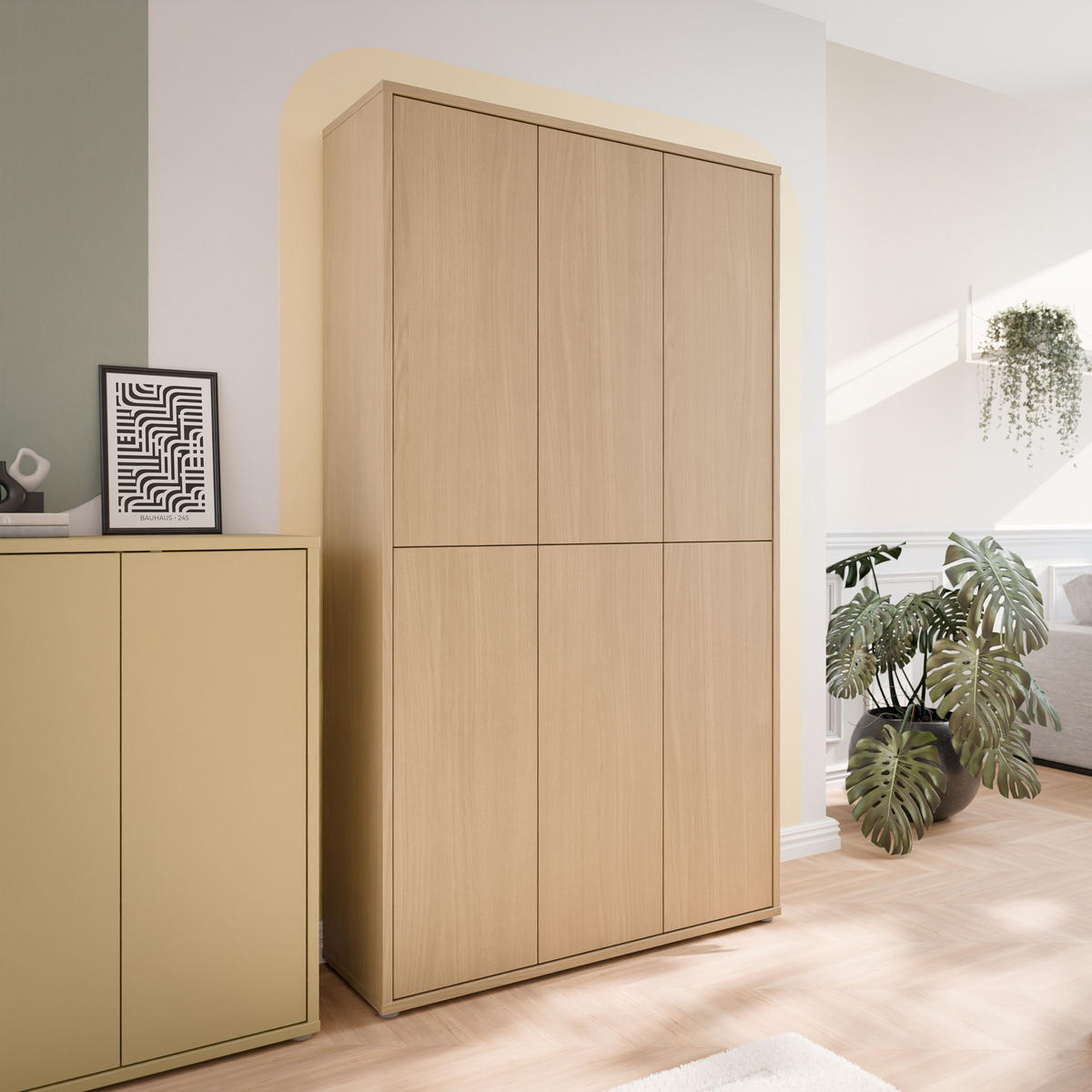 SCHUHSCHRANK Eichefarben  - Eichefarben/Grau, MODERN, Holzwerkstoff/Kunststoff (109,2/191,9/34,9cm) - Carryhome