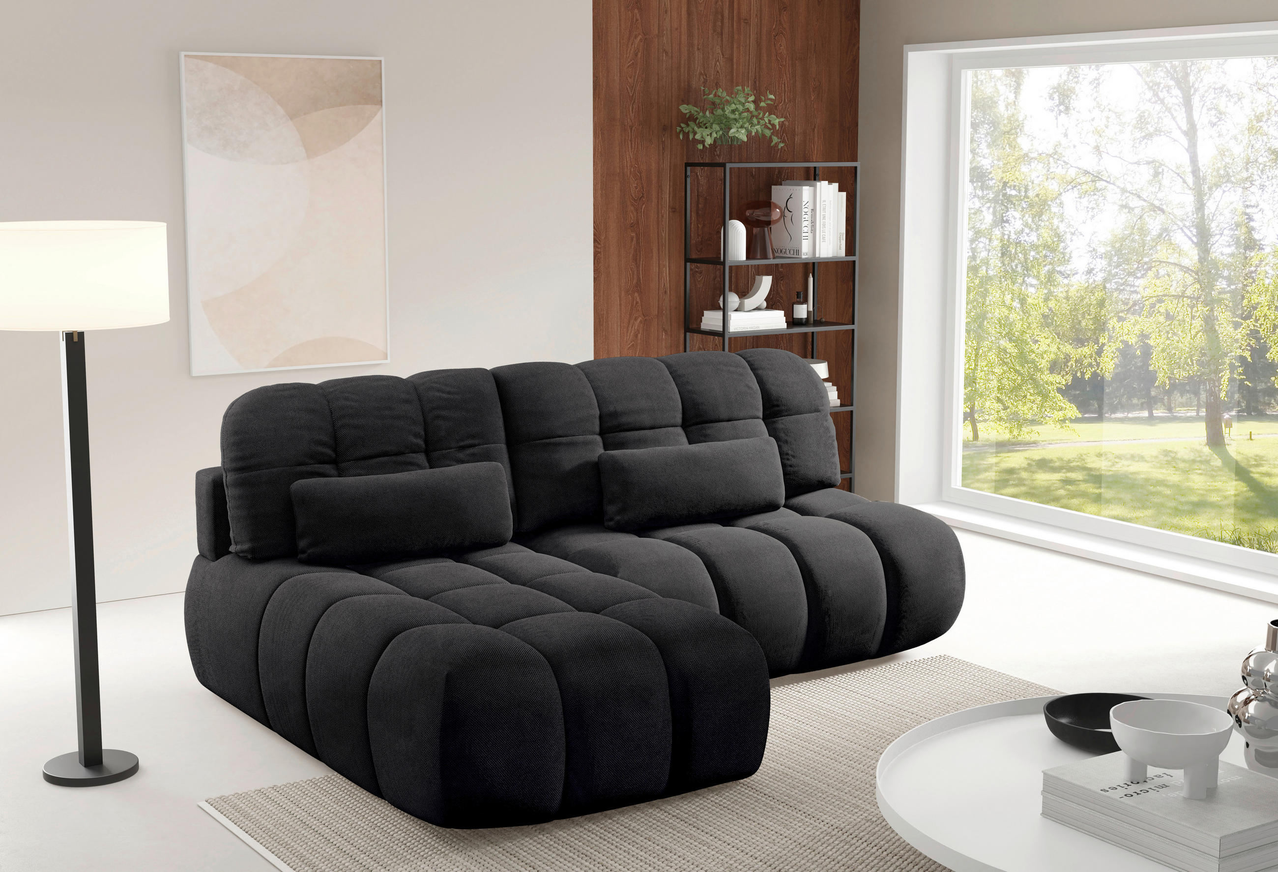 ECKSOFA TARANTO Schwarz Webstoff  - Schwarz, Design, Kunststoff/Textil (172/225cm) - Livetastic