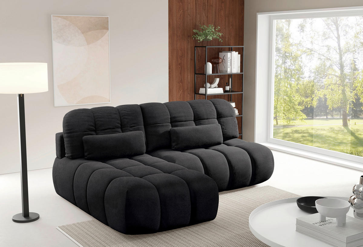 ECKSOFA TARANTO Schwarz Webstoff  - Schwarz, Design, Kunststoff/Textil (172/225cm) - Livetastic