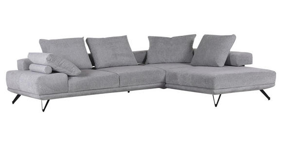 ECKSOFA Grau Flachgewebe Rückenkissen, Rücken echt  - Schwarz/Grau, KONVENTIONELL, Textil/Metall (310/240cm) - Carryhome