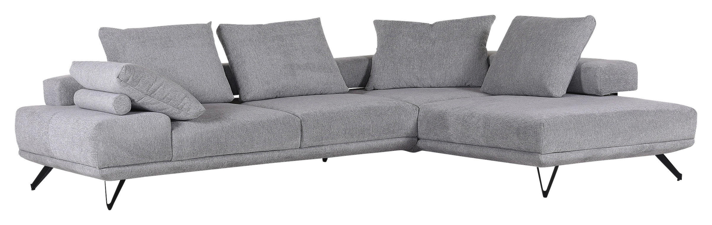 ECKSOFA  in Flachgewebe Grau  310/240 cm  - Schwarz/Grau, KONVENTIONELL, Textil/Metall (310/240cm) - MID.YOU