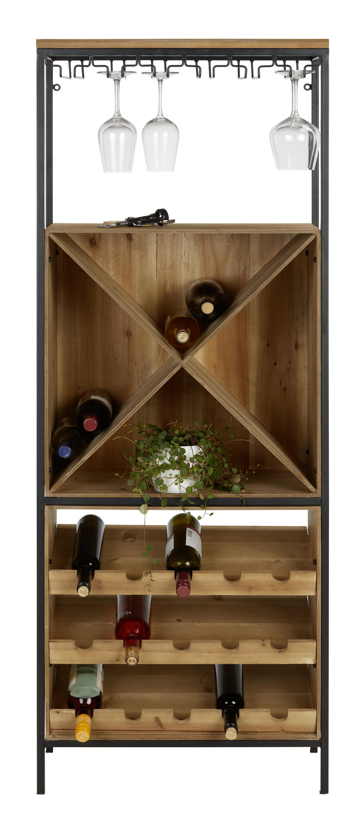 BARMODUL i trä, metall, trämaterial  60/30/160 cm  - ljusbrun/svart, Lifestyle, metall/trämaterial (60/30/160cm) - Ambia Home