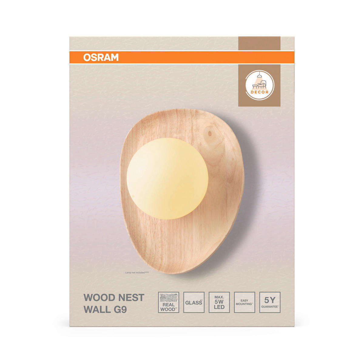 WANDLEUCHTE 20/13,5/26 cm   - Naturfarben, Basics, Glas/Holz (20/13,5/26cm) - Osram