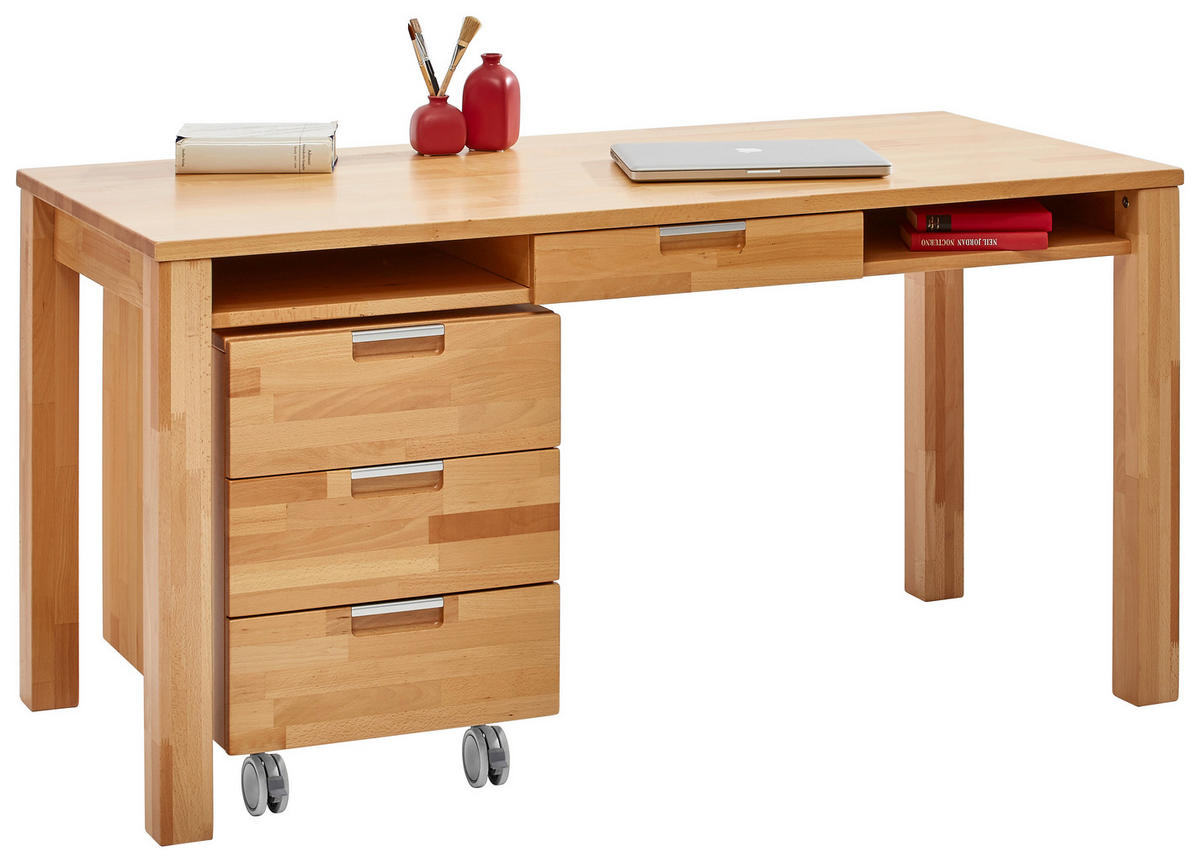 PSACÍ STŮL, jádrový buk, 150/70/76 cm - jádrový buk/barvy chromu, Natur, kov/dřevo (150/70/76cm) - Linea Natura