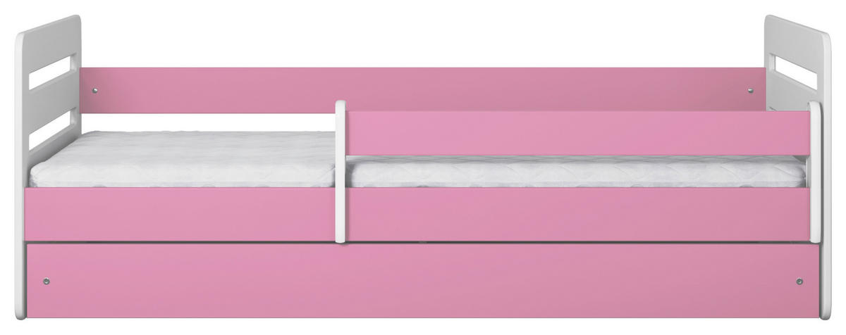 KINDER-/JUNIORBETT 80/160 cm  in Weiß, Pink  - Pink/Birkefarben, MODERN, Holz/Holzwerkstoff (80/160cm) - MID.YOU