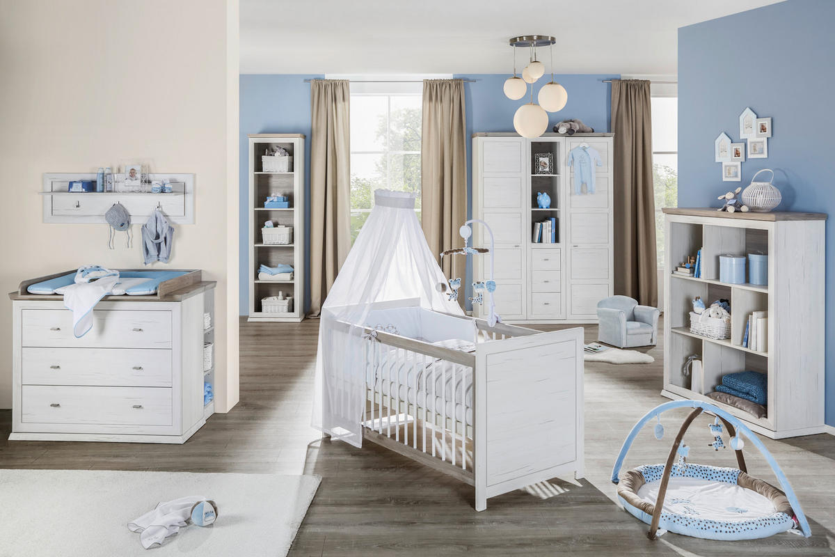 GITTERBETT CAMRON  145/76,50/80 cm   - Weiss/Grau, Natur, Holz/Holzwerkstoff (145/76,50/80cm) - My Baby Lou