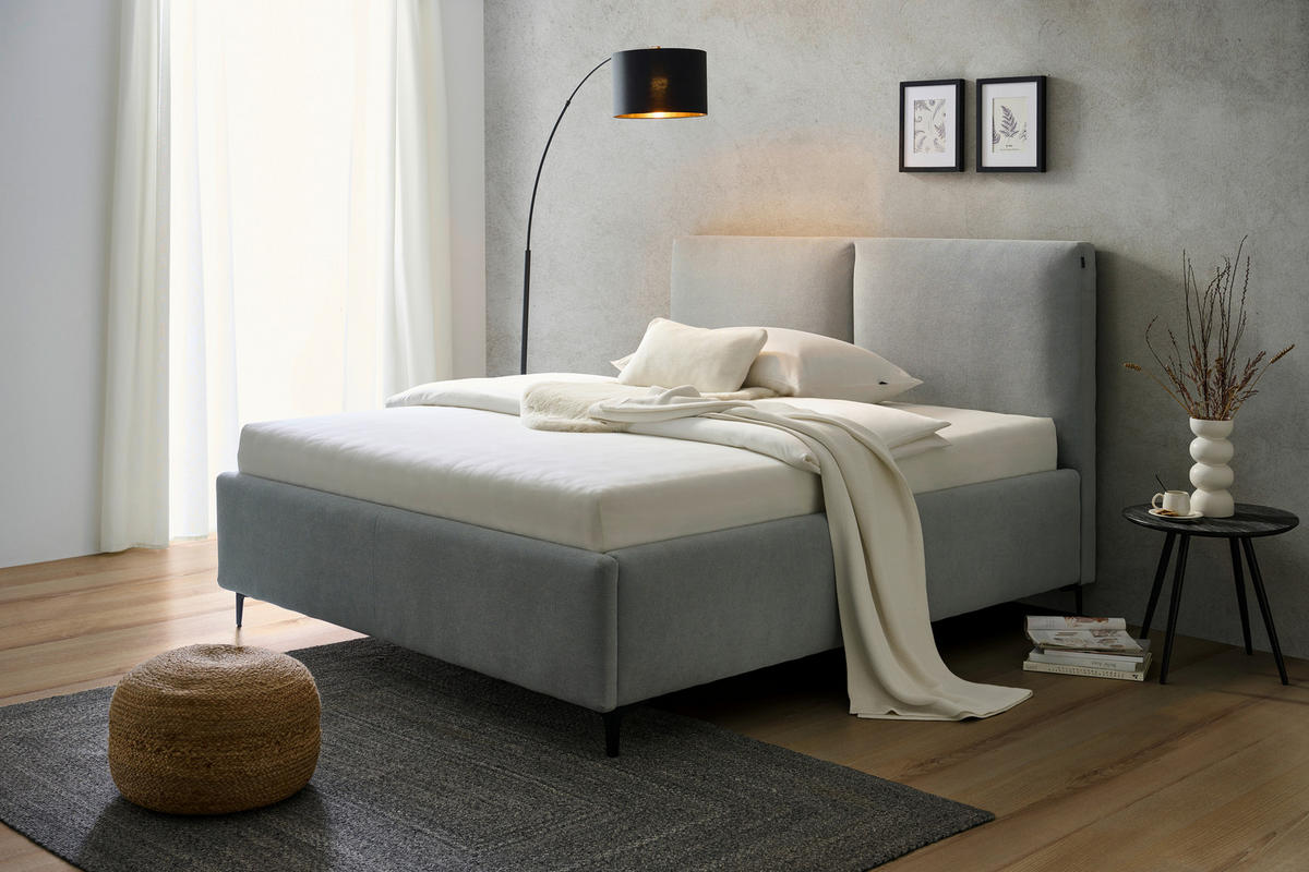 POLSTERBETT Lattenrost, Bettkasten Weißblau 180/200 cm  - Hellbraun/Schwarz, Design, Holz/Textil (180/200cm) - Lomoco