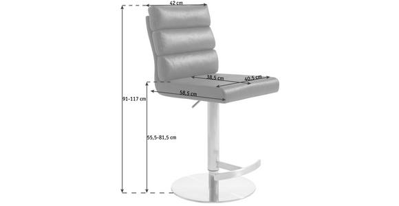 BARHOCKER in Metall, Textil Edelstahlfarben, Dunkelbraun - Edelstahlfarben/Dunkelbraun, Design, Textil/Metall (42/117/58,50cm) - Cantus