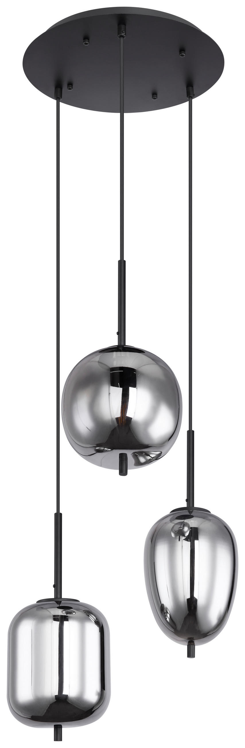 ZÁVESNÉ SVIETIDLO, 46/120 cm  - čierna, Design, kov/sklo (46/120cm) - Globo