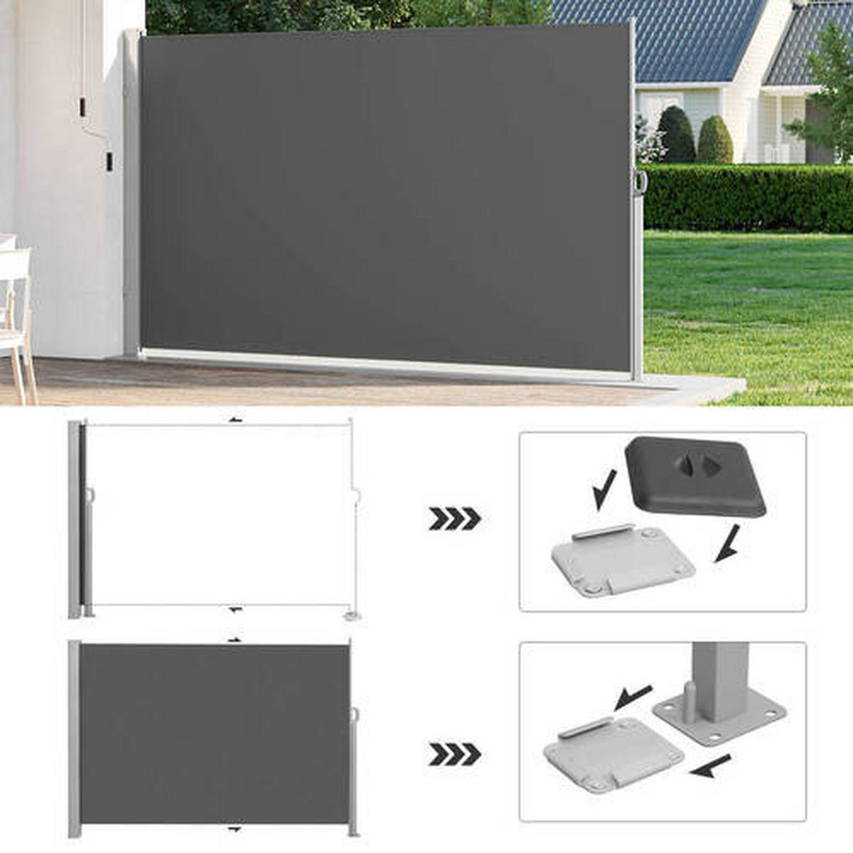 MARKÝZA  - šedá/tmavě šedá, Basics, kov/textil (350/200cm) - Modante