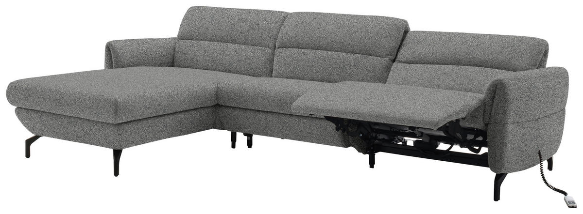 ECKSOFA Grau Chenille  - Schwarz/Grau, Design, Textil/Metall (187/299cm) - Schöner Wohnen