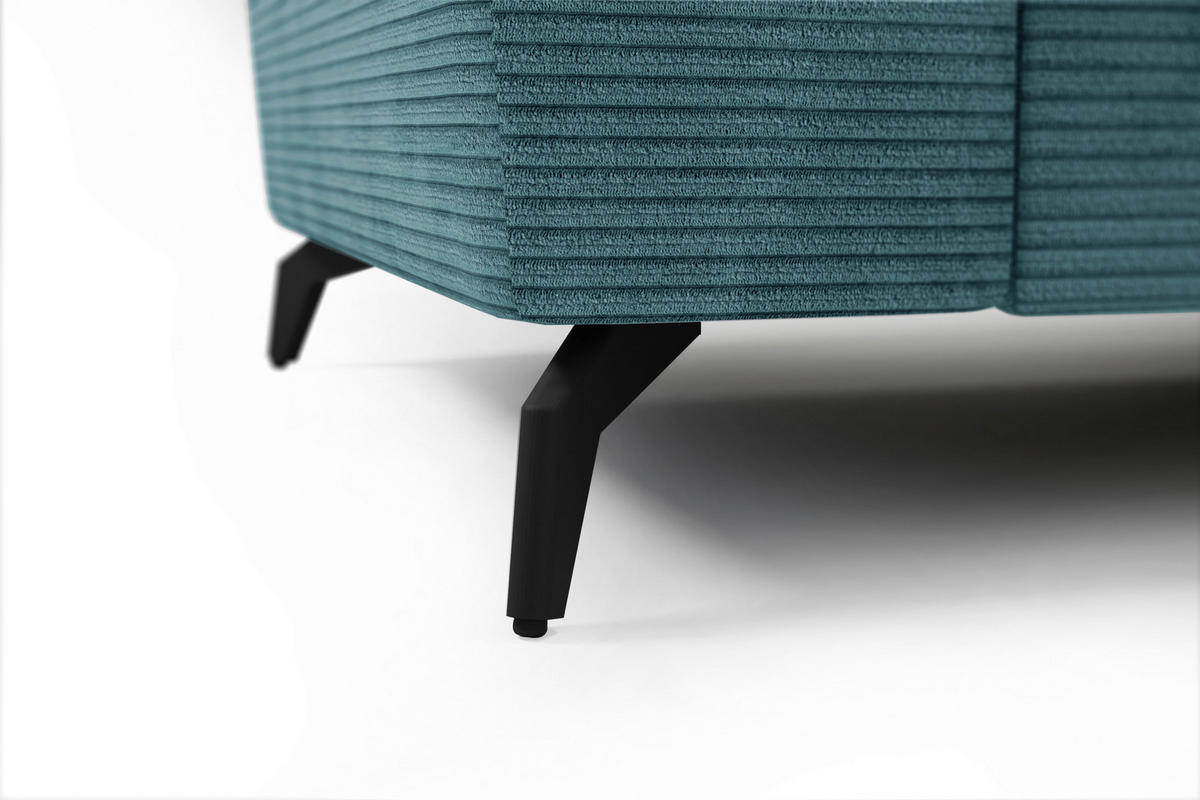 ECKSOFA in Cord Petrol  - Petrol/Schwarz, Konventionell, Textil/Metall (290/178cm) - Sit & More