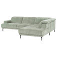 ECKSOFA Mintgrün Chenille Kopfteilverstellung, Sitztiefenverstellung  - Schwarz/Mintgrün, Design, Textil/Metall (307/243cm) - Xora