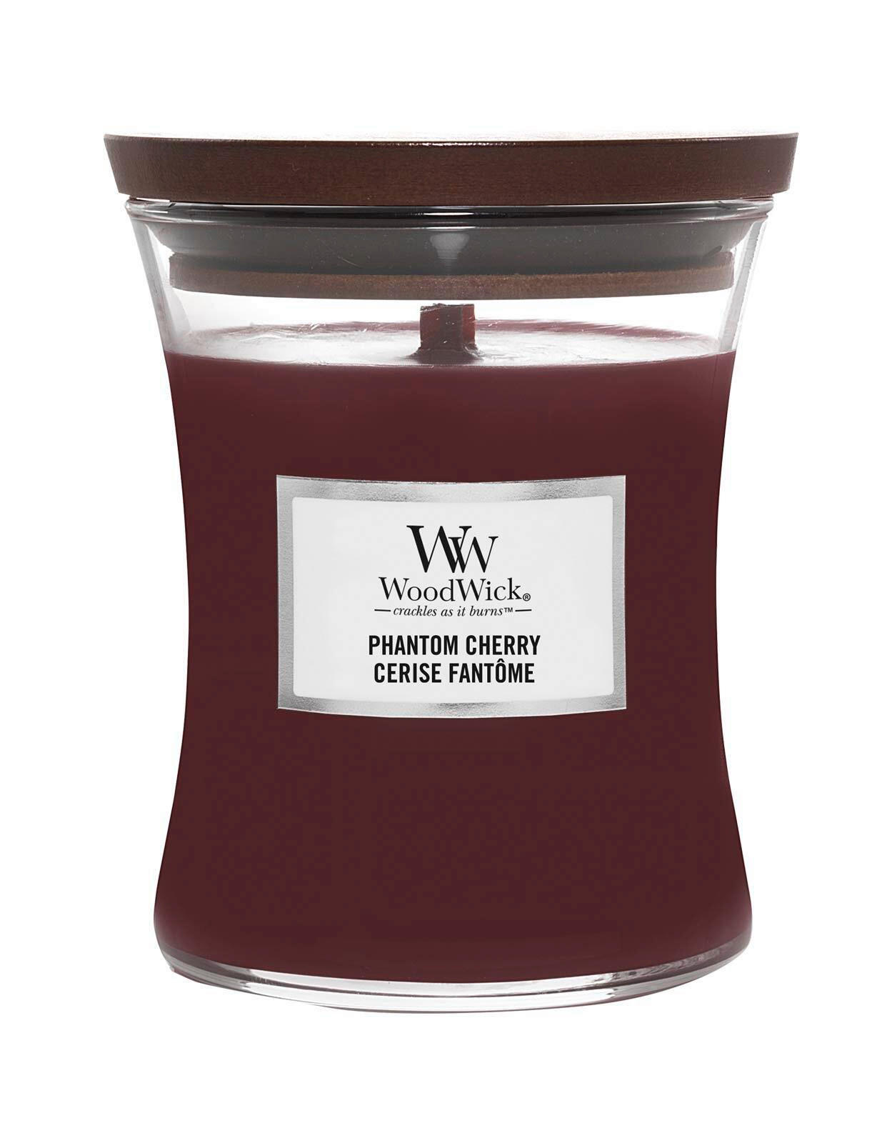 DIŠEČA SVEČA - vinsko rdeča, Basics, steklo/les (10/11/10cm)