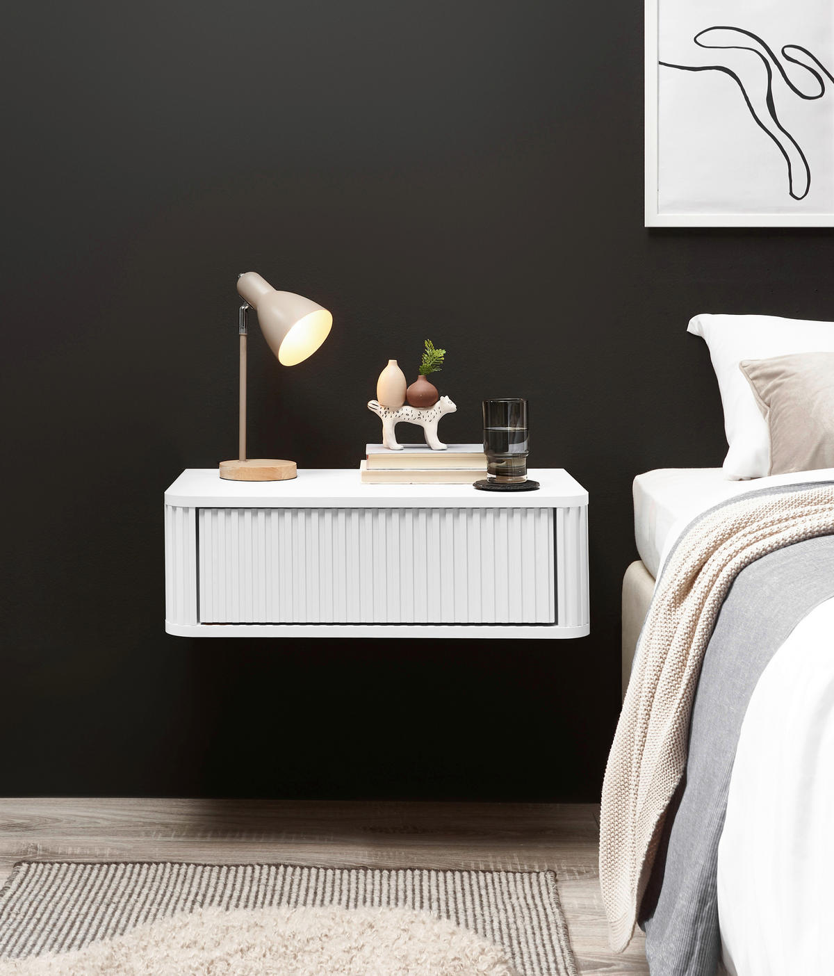 NACHTSCHRANK 63/21/38 cm  - Weiß, KONVENTIONELL, Holzwerkstoff (63/21/38cm) - Chameo