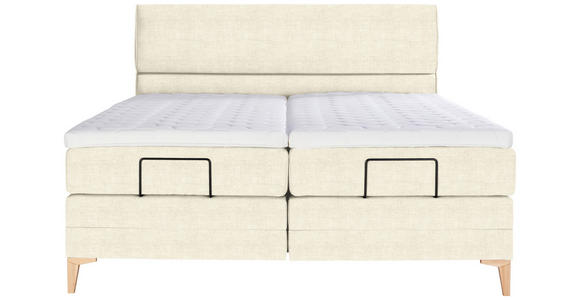 BOXSPRINGBETT 180/200 cm  in Creme  - Eichefarben/Creme, KONVENTIONELL, Holz/Textil (180/200cm) - Voleo