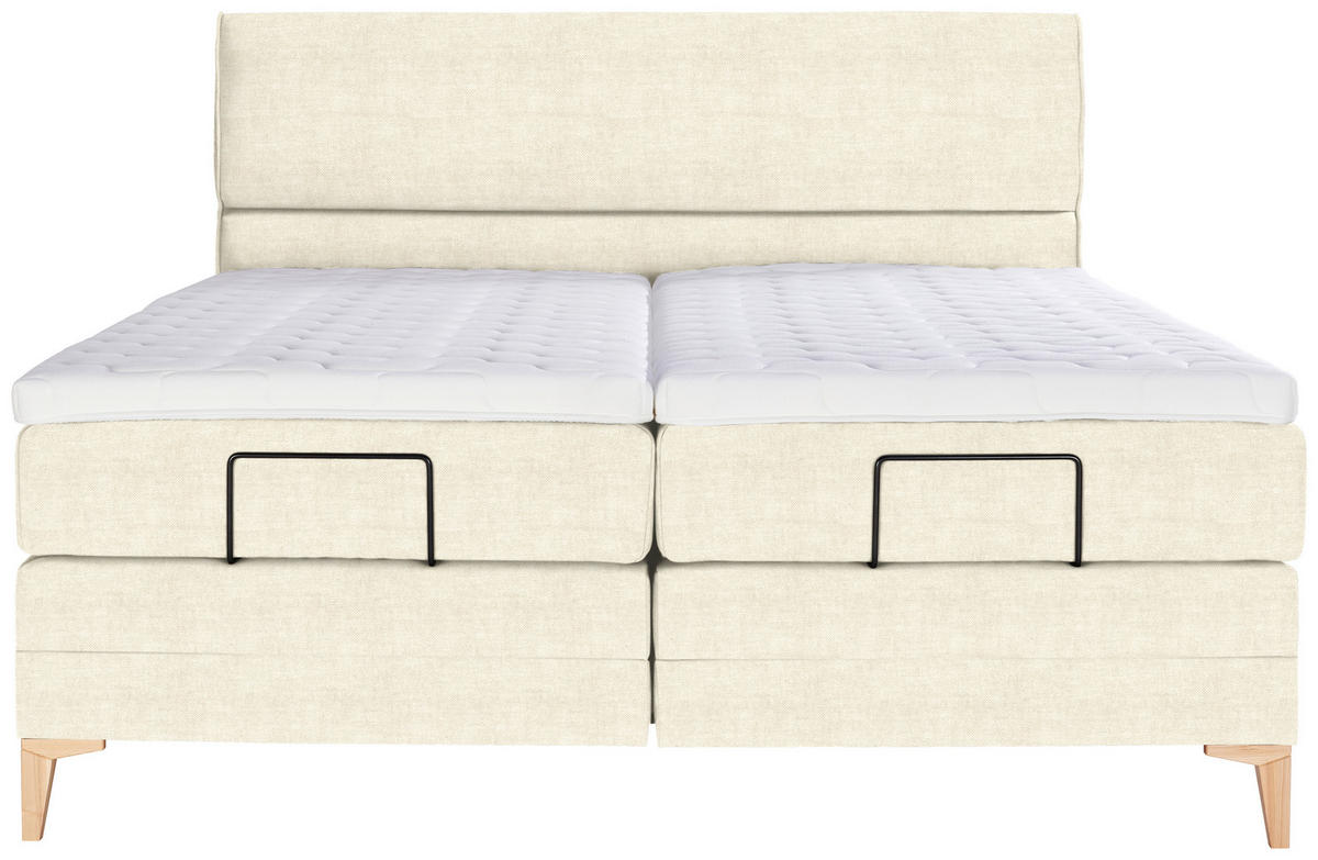 BOXSPRINGBETT 180/200 cm  in Creme  - Eichefarben/Creme, Konventionell, Holz/Textil (180/200cm) - Voleo