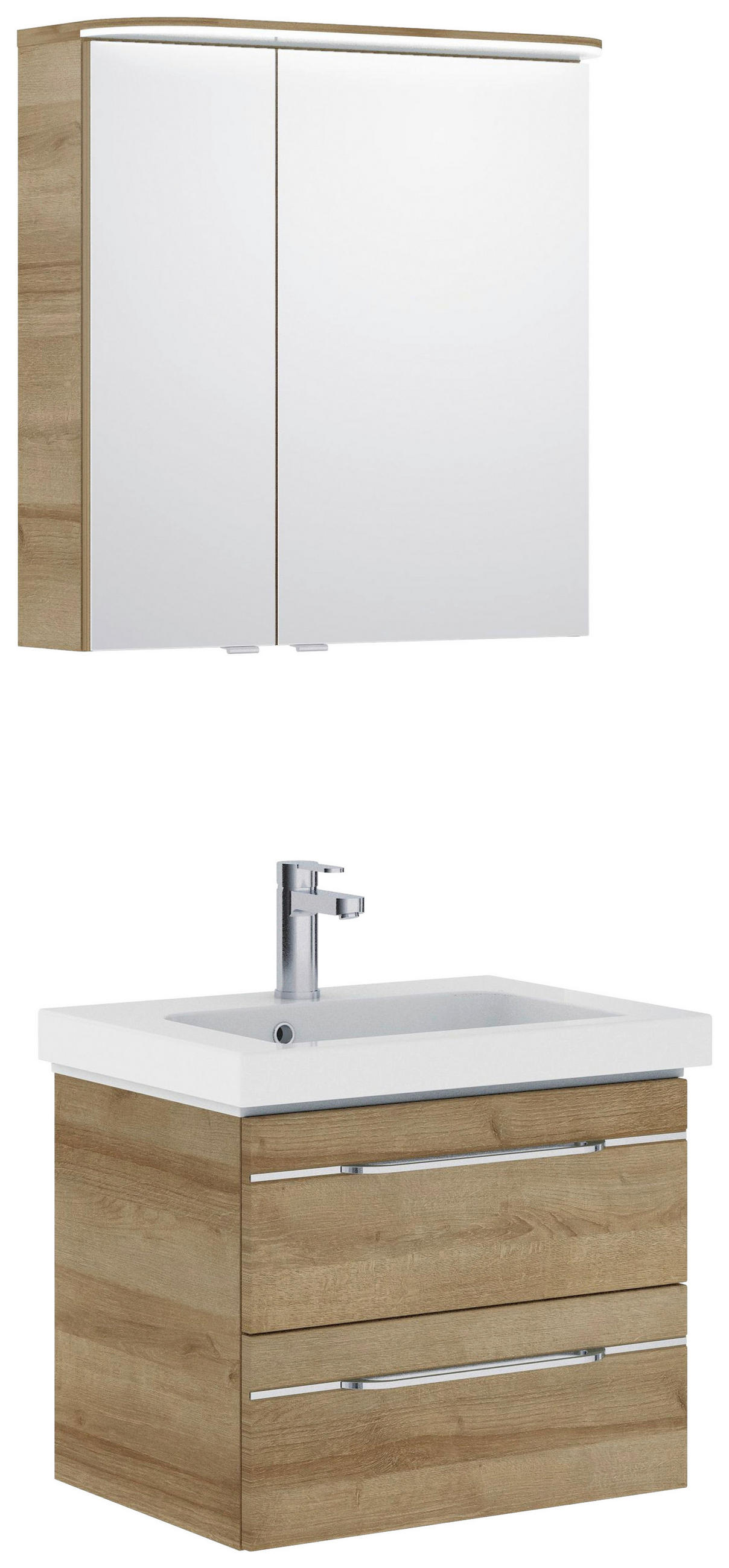 BADEZIMMER 3-teilig in 70 cm - Chromfarben/Eichefarben, KONVENTIONELL, Glas/Holzwerkstoff (70cm) - Pelipal