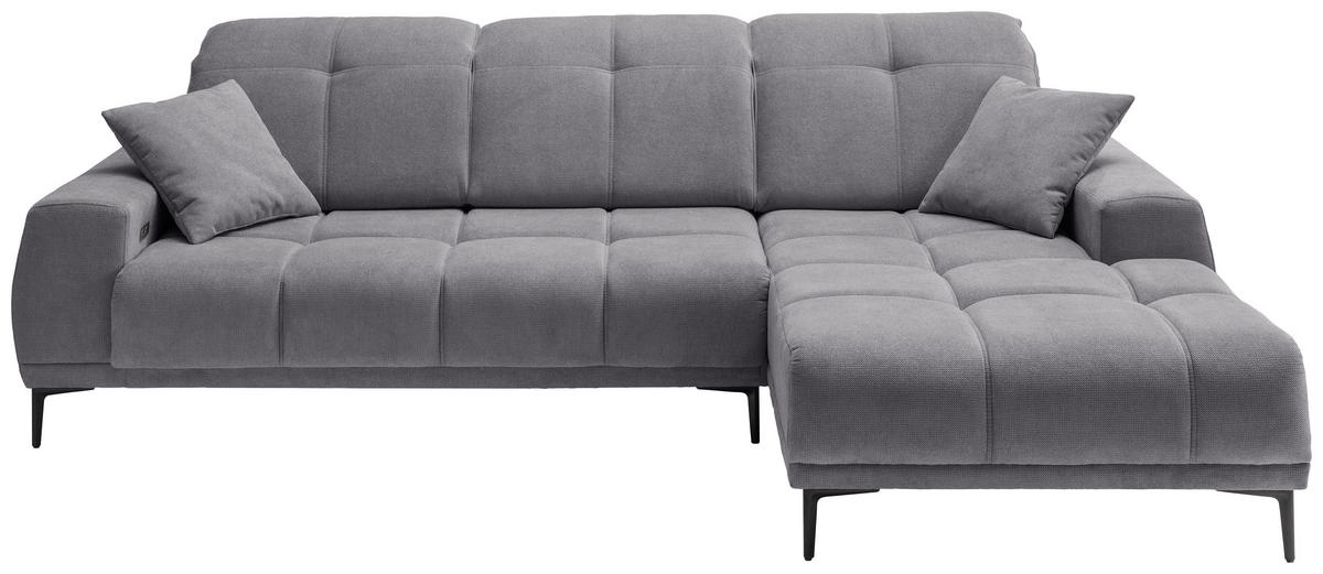 ECKSOFA NESTO in Chenille Dunkelgrau  292/187 cm  - Dunkelgrau/Schwarz, Basics, Textil/Metall (292/187cm) - Livetastic