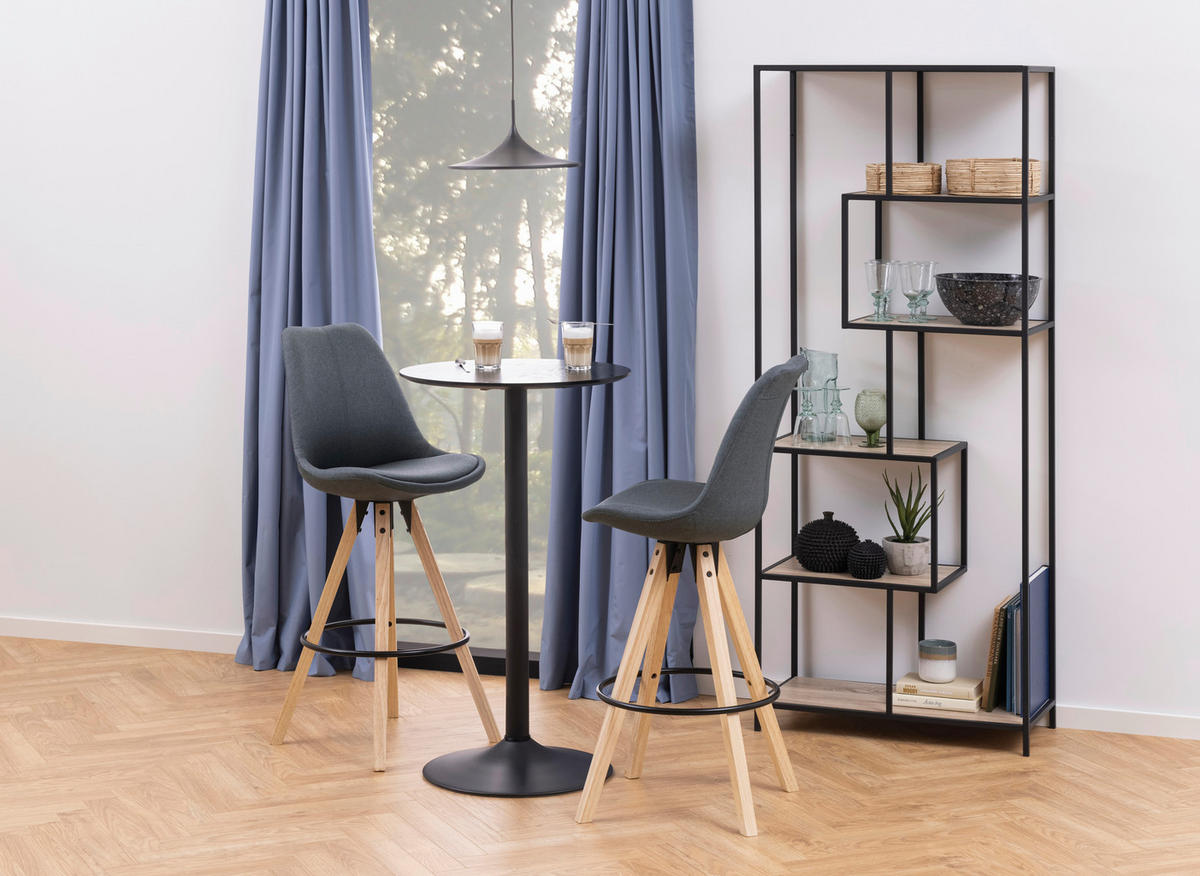 REGAL Schwarz, Sonoma Eiche  - Schwarz/Sonoma Eiche, MODERN, Holzwerkstoff/Metall (77/185/35cm)