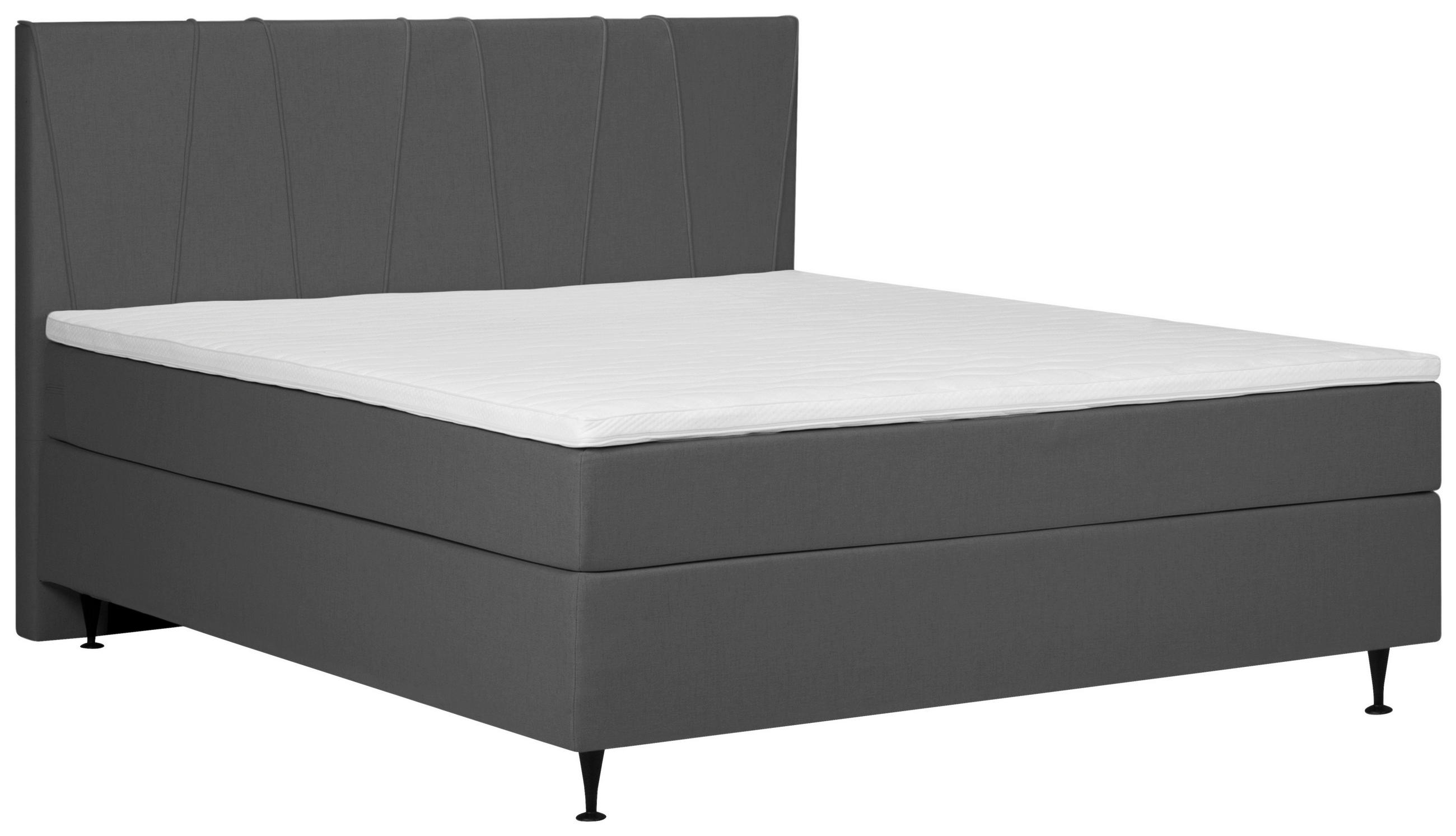 BOXSPRING-ÁGY 180/200 cm  grafitszürke  - grafitszürke/fekete, Modern, textil (180/200cm) - MID.YOU