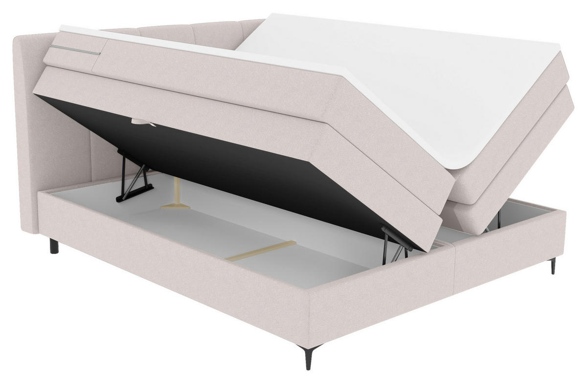 BOXSPRINGBETT 180/200 cm  in Greige  - Greige/Schwarz, KONVENTIONELL, Textil/Metall (180/200cm) - Boxxx