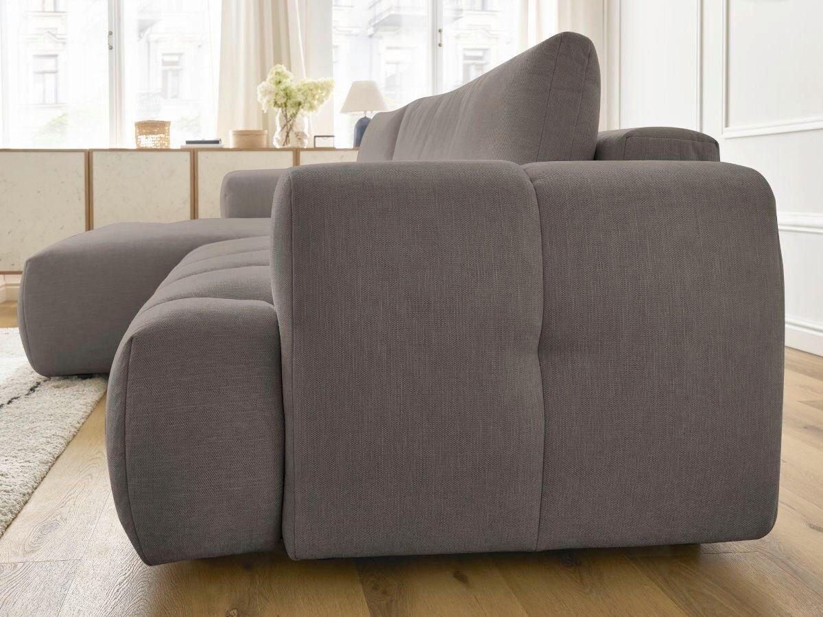 ECKSCHLAFSOFA FUJI Leinenoptik Taupe  inkl.  - Taupe/Schwarz, MODERN, Kunststoff/Textil (160/292cm)