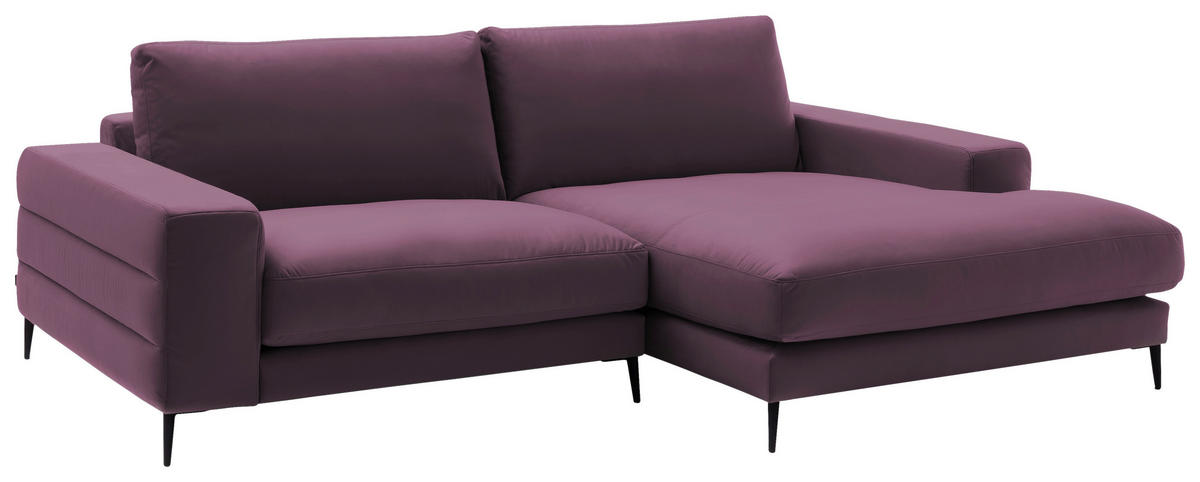 ECKSOFA in Velours Violett  - Violett/Schwarz, Design, Textil/Metall (253/177cm) - Dieter Knoll