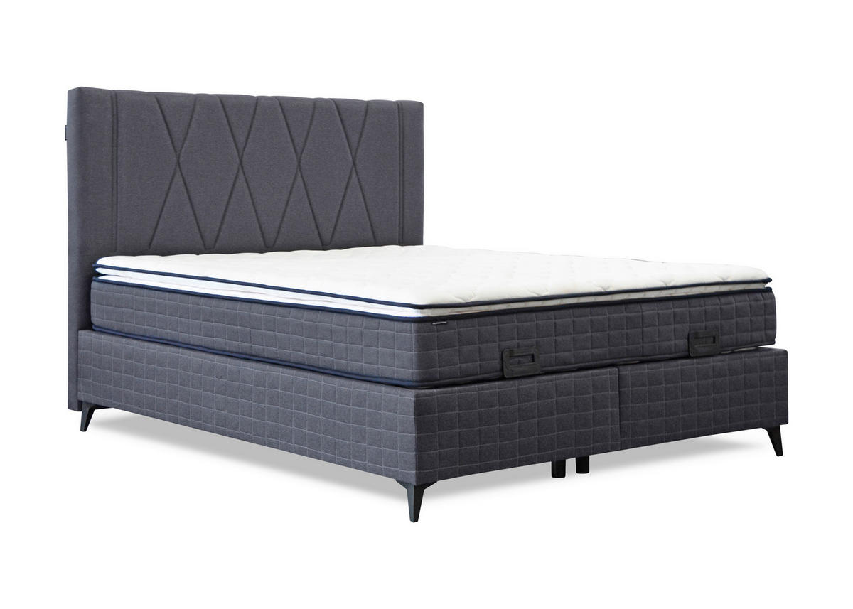 BOX KREVET     crna  - crna, Moderno, drvni materijal/tekstil (180/200cm)