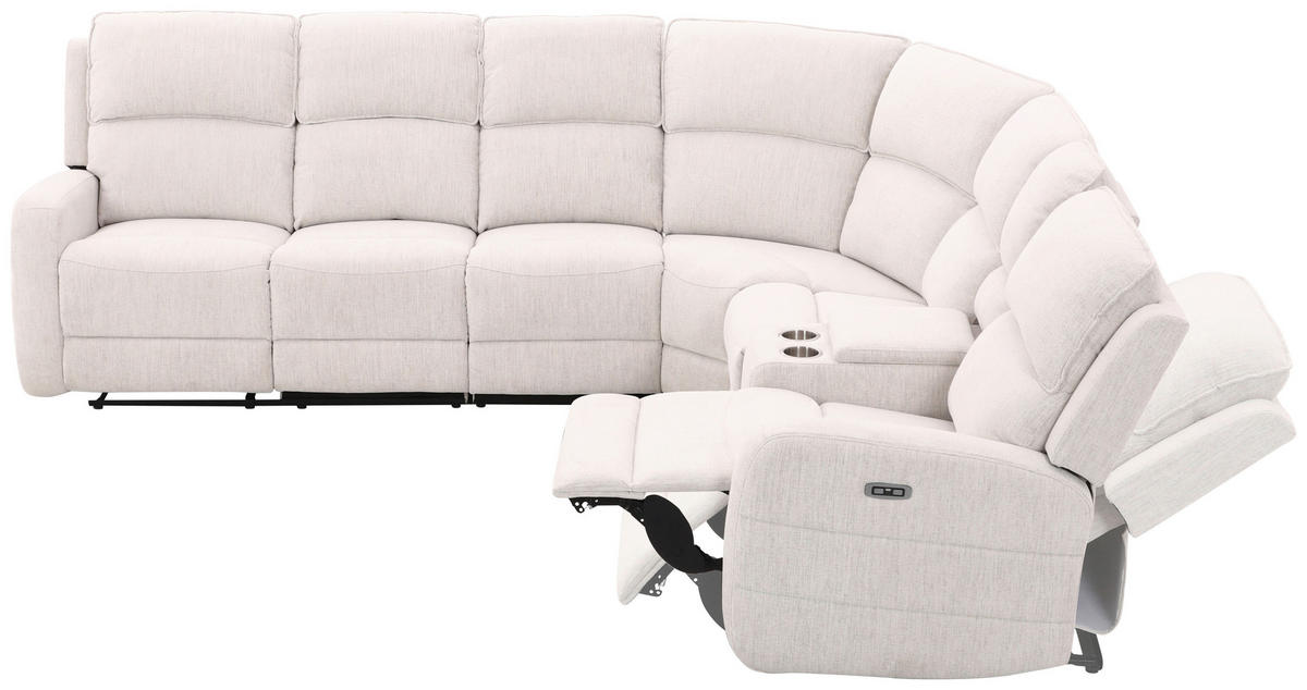 ECKSOFA Weiß Leinenoptik  - Schwarz/Weiß, KONVENTIONELL, Holz/Kunststoff (240/102/265cm) - Livetastic
