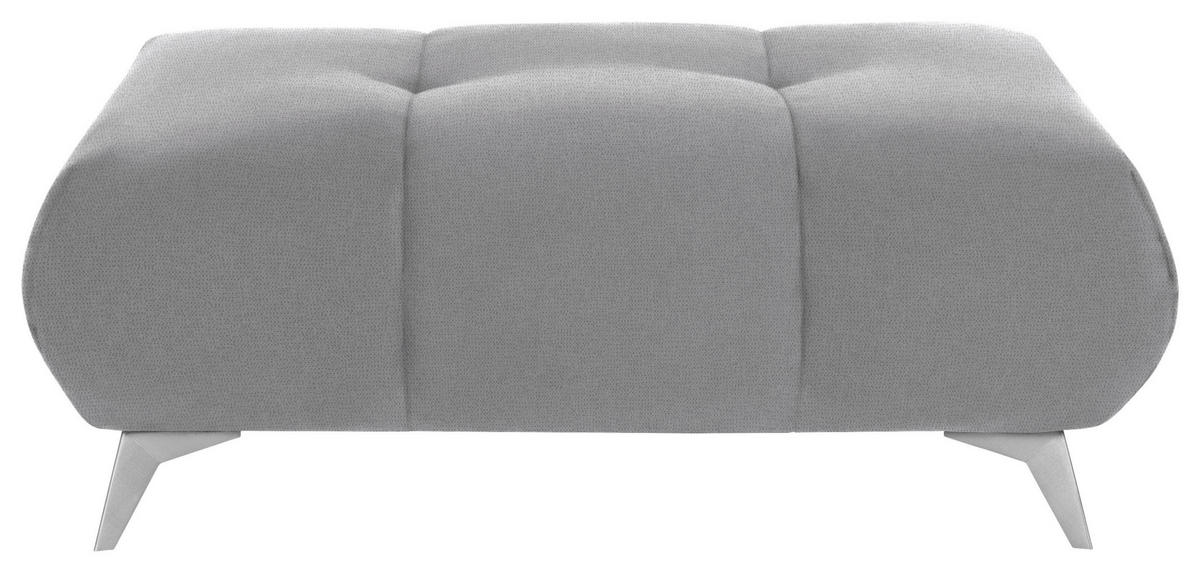 HOCKER in Textil Hellgrau  - Edelstahlfarben/Hellgrau, Design, Textil/Metall (120/43/70cm) - Hom`in