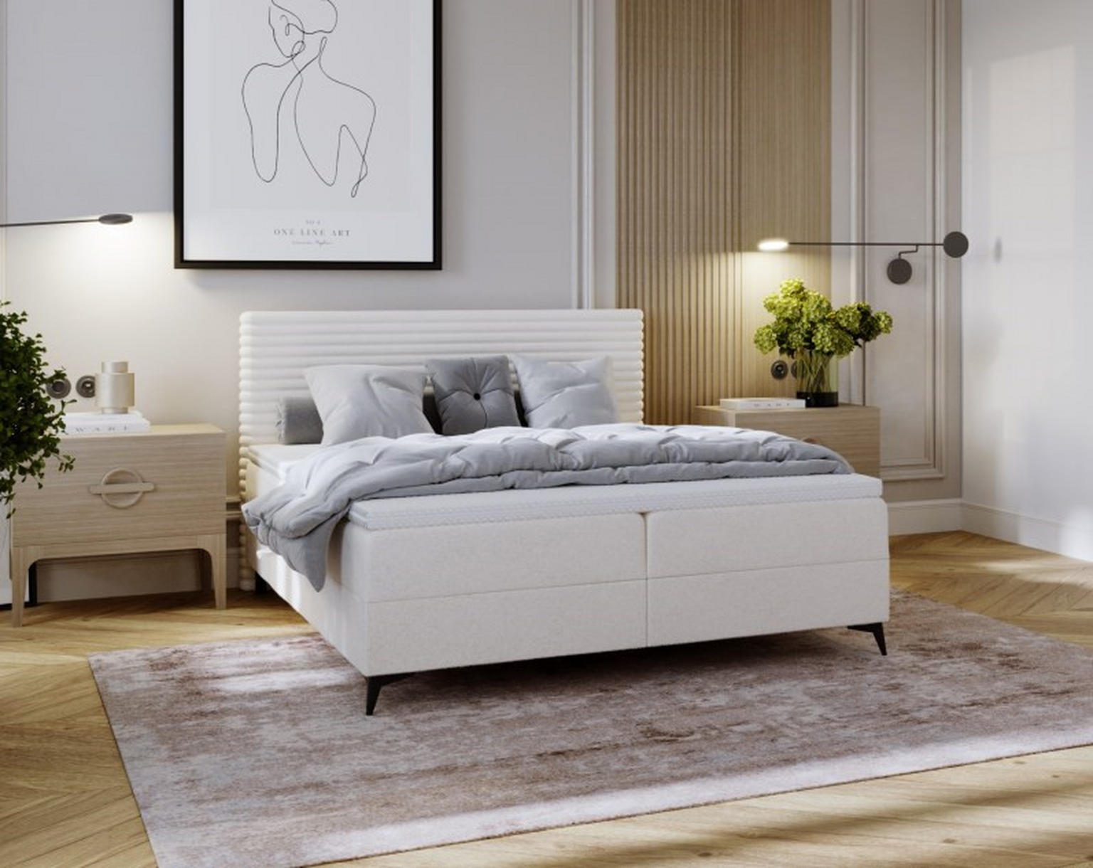 BOXBETT 160/200 cm in Beige - Einrichtungsbeispiel