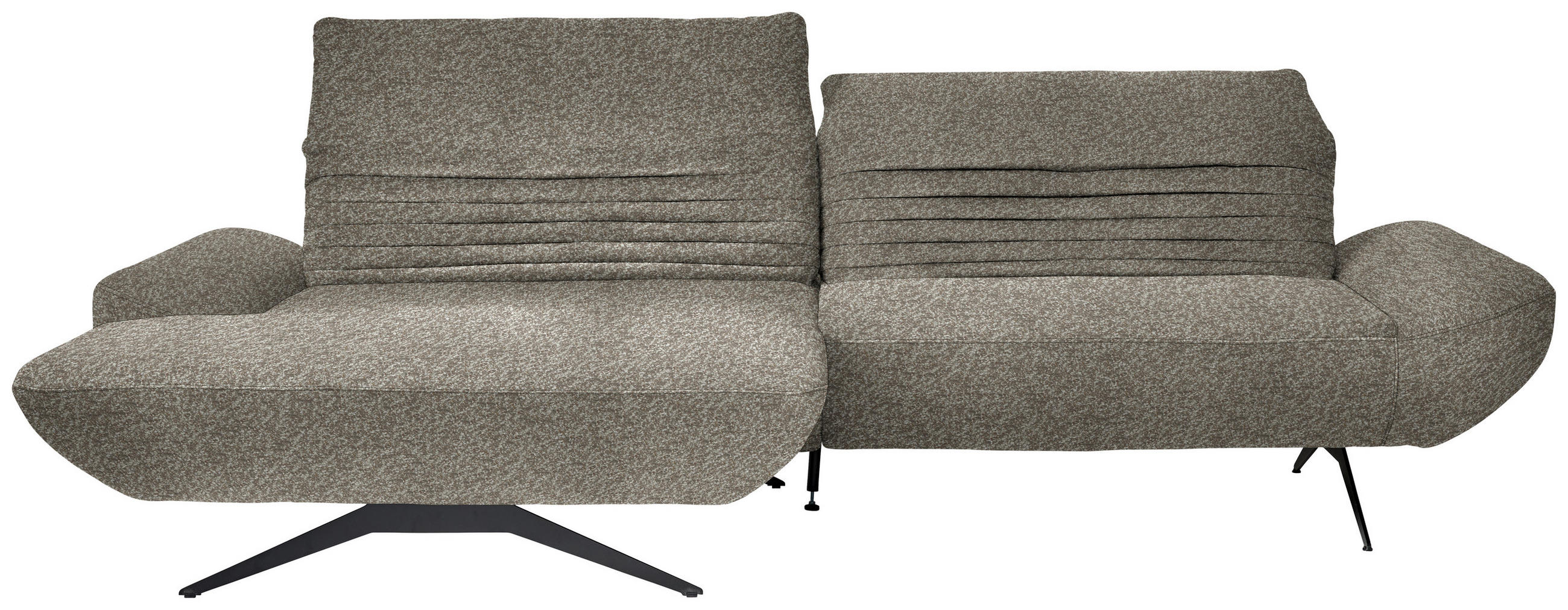 ECKSOFA  in Bouclé Graubraun  170-195/280 cm  - Graubraun/Schwarz, Design, Textil/Metall (170-195/280cm) - Dieter Knoll